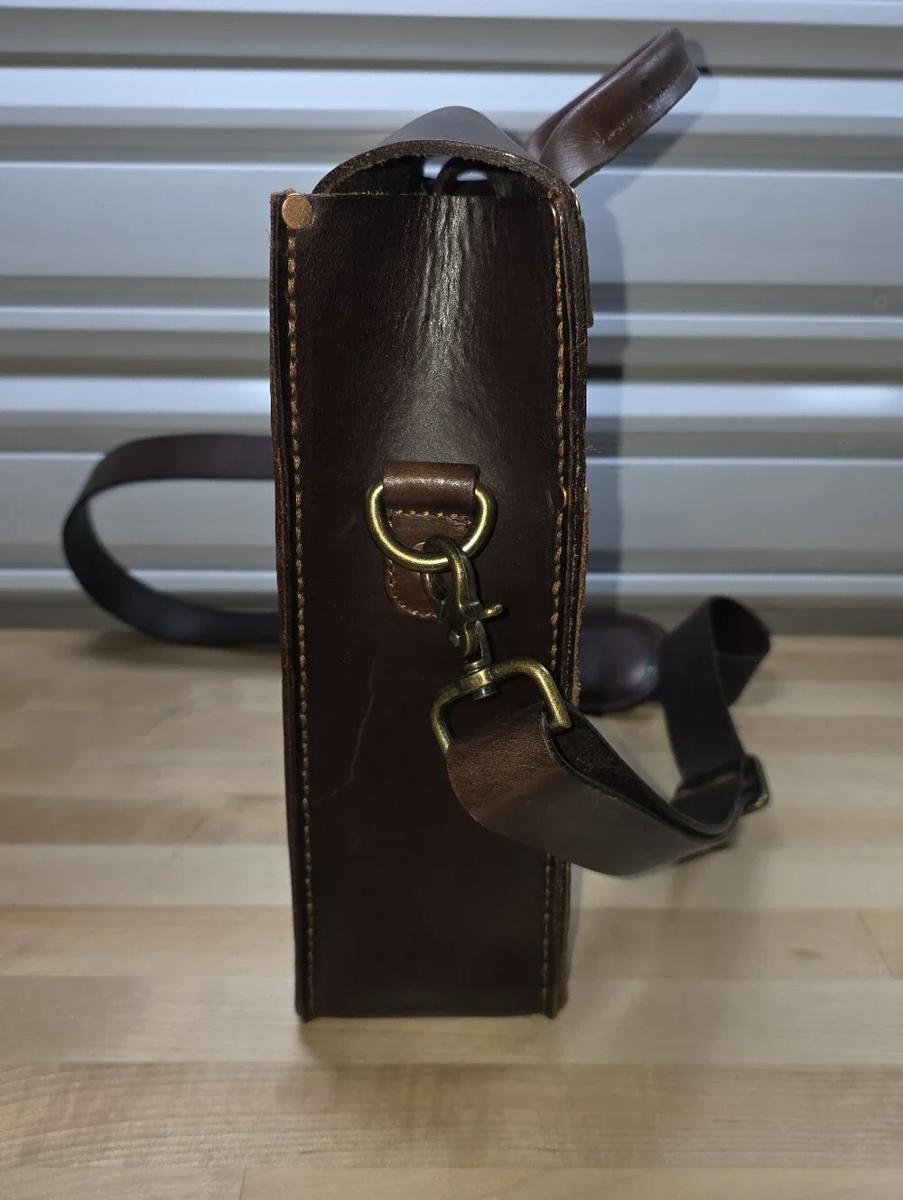 Satchel & Page Leather Map Case Crossbody Bag Brown Italian Vegetable Tanned